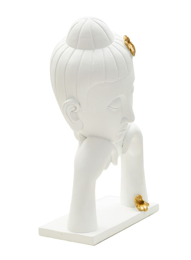 Zen büszt szobor fehér-arany díszítéssel 21,5X13X36 cm Dekorációs figura Mauro Ferretti