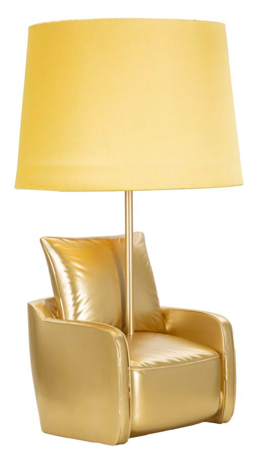 Fotel design asztali lámpa – arany szobor talp, arany ernyő, 46 cm Mauro Ferretti