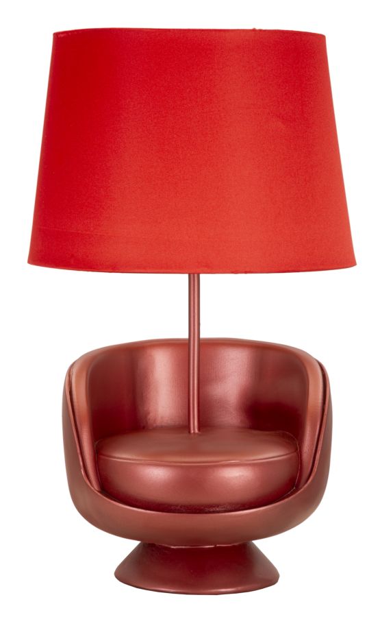 Szék design asztali lámpa – piros szobor talp, piros ernyő, 43 cm Mauro Ferretti