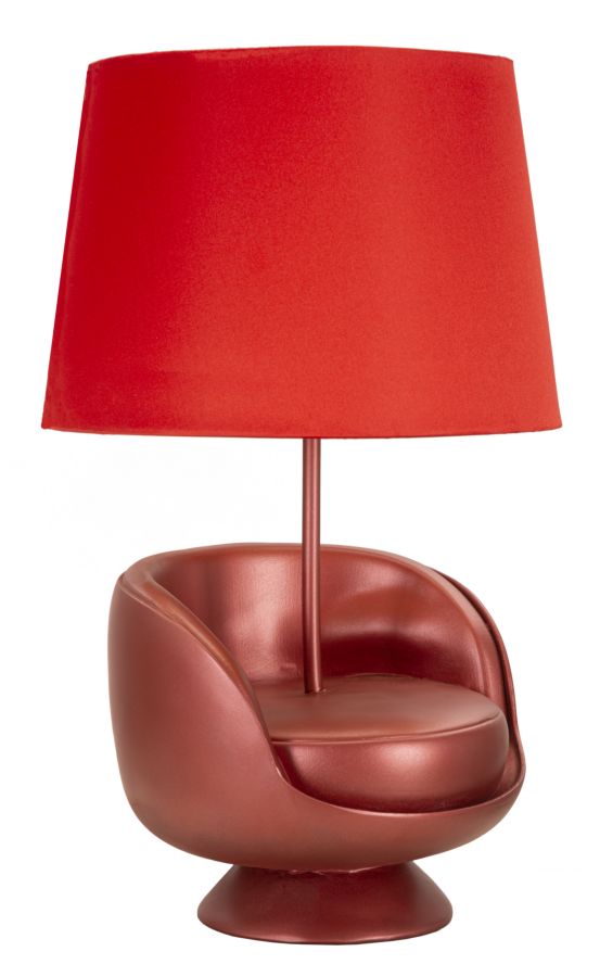 Szék design asztali lámpa – piros szobor talp, piros ernyő, 43 cm Mauro Ferretti