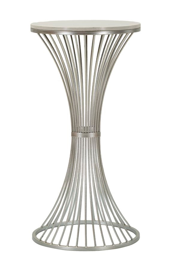 Mauro Ferretti – fém kisasztal márvány hatású asztallappal – Ø 40x79 cm – Ezüst