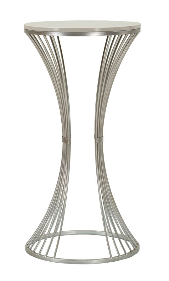fém kisasztal márvány hatású asztallappal – Ø 40x79 cm – Ezüst