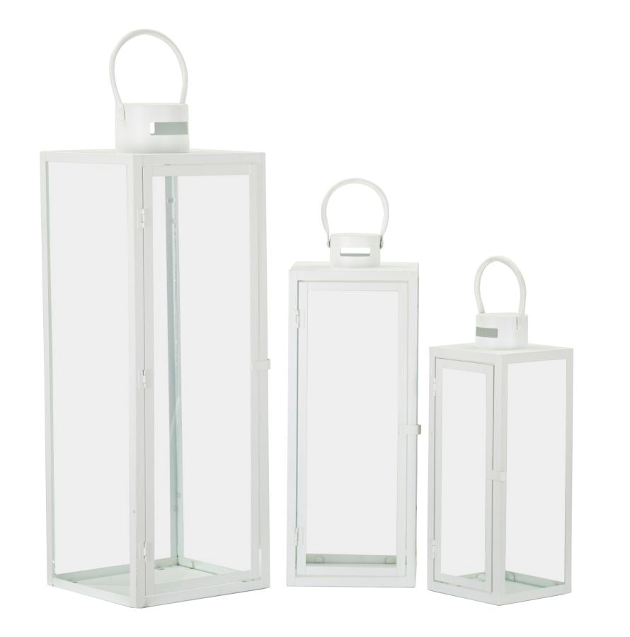 Modern fehér színű lámpás készlet – 3 db 22X22X66-18X18X49,5-14X14X39 cm Dekorációs figura Mauro Ferretti