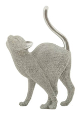 Modern ezüst macska szobor – 17,5x9x26 cm Dekorációs figura Mauro Ferretti
