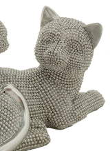 Ezüst cica mama kölyökkel szobor 19X9X13 cm Dekorációs figura Mauro Ferretti