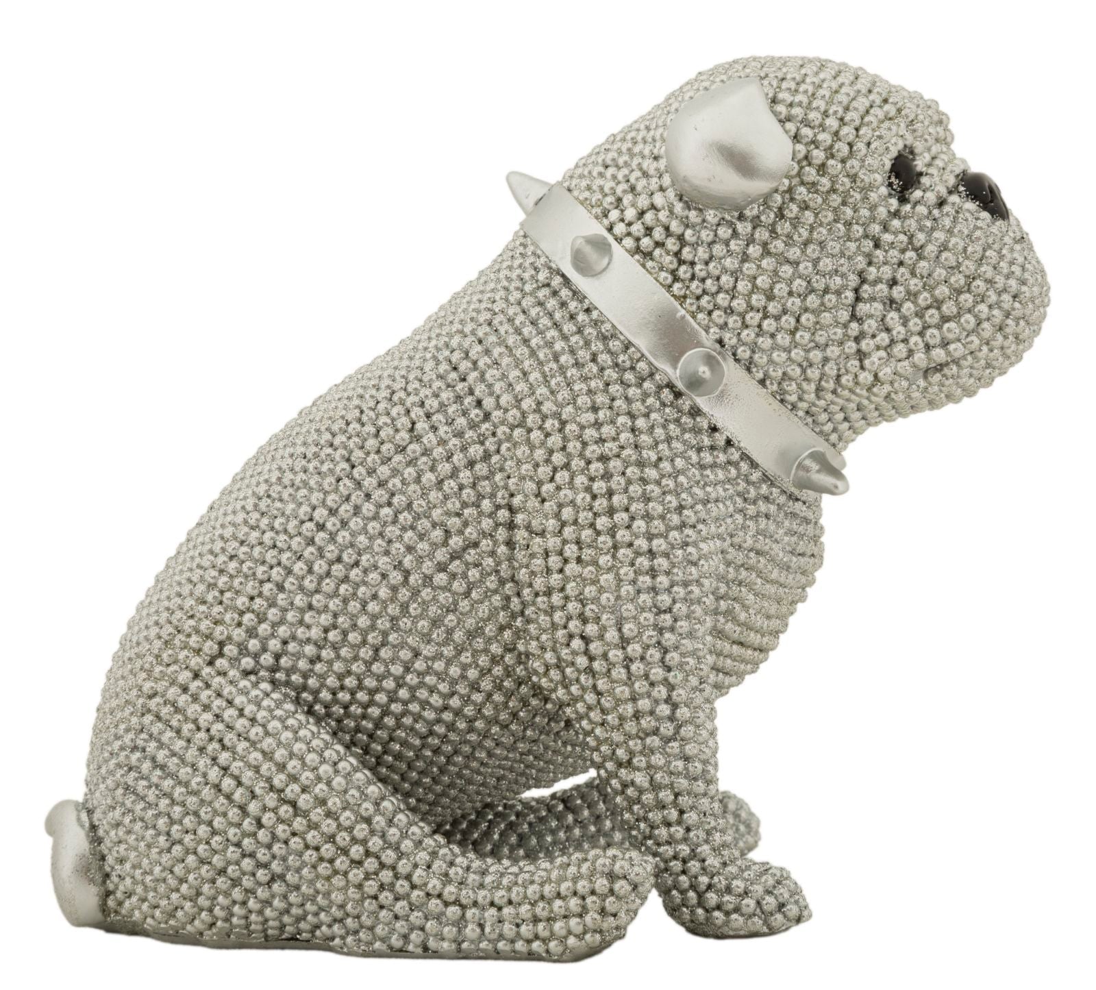 Ezüst gyöngyös bulldog dekoráció 17X11X14 cm Dekorációs figura Mauro Ferretti