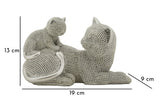 Ezüst cica mama kölyökkel szobor 19X9X13 cm Dekorációs figura Mauro Ferretti