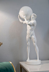 Atlas klasszikus fehér görög stílusú szobor 18X12,5X50 cm Dekorációs figura Mauro Ferretti