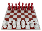 Classic Chess – piros-fehér sakk készlet üveg táblával 61X61X14 cm Dekorációs figura Mauro Ferretti