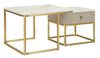 Modern dohányzóasztal lerakóasztallal Ivory & Or – krém és arany Modern lerakóasztal Mauro Ferretti