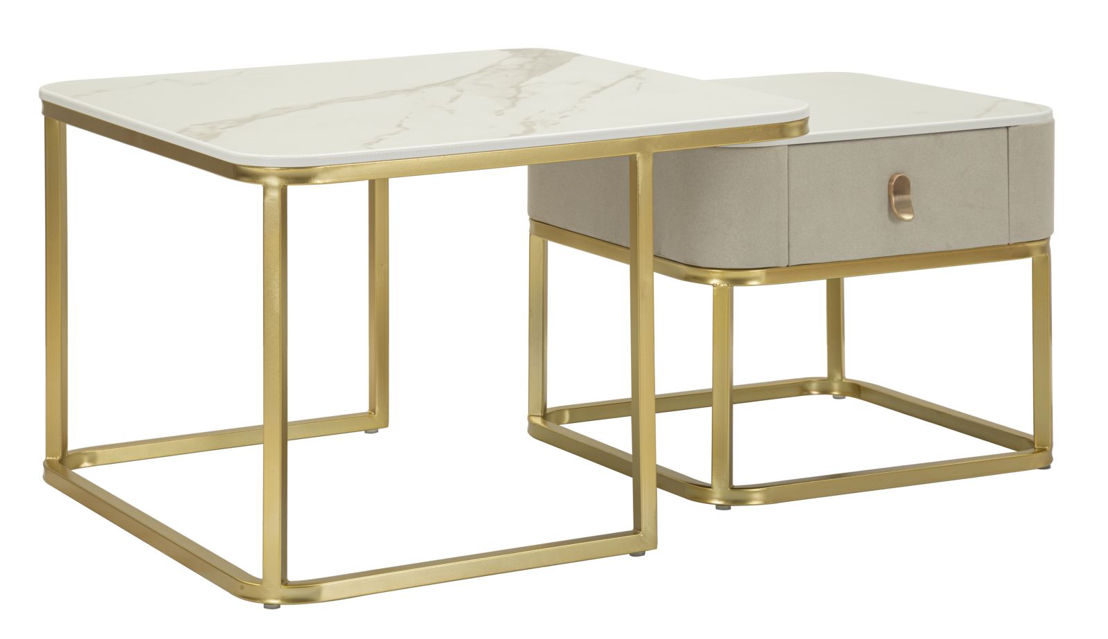 Modern dohányzóasztal lerakóasztallal Ivory & Or – krém és arany Modern lerakóasztal Mauro Ferretti