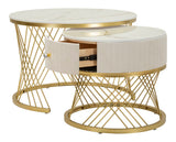 Modern dohányzóasztal lerakóasztallal Beige Doré – krém és arany Modern lerakóasztal Mauro Ferretti