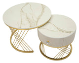 Modern dohányzóasztal lerakóasztallal Beige Doré – krém és arany Modern lerakóasztal Mauro Ferretti