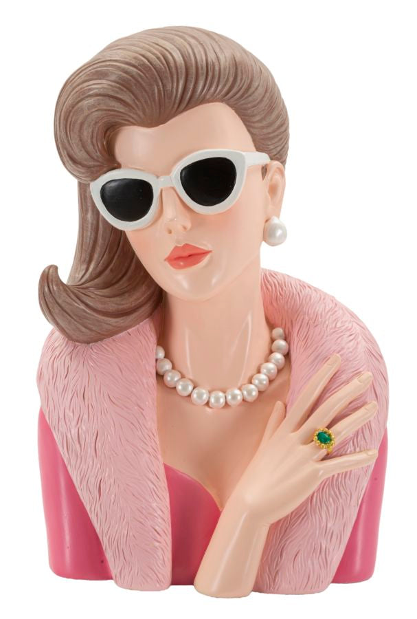 Vivienne Glam rózsaszín modern női mellszobor 18X12X28 cm Dekorációs figura Mauro Ferretti