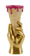 Golden Cone design váza – arany kéz fagyitölcsérrel 12,5X11X31 cm Dekorációs figura Mauro Ferretti