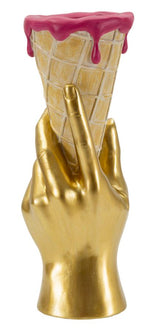 Golden Cone design váza – arany kéz fagyitölcsérrel 12,5X11X31 cm Dekorációs figura Mauro Ferretti