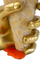 Golden Cone design váza – arany kéz fagyitölcsér narancs mázzal 18X16X26 cm Dekorációs figura Mauro Ferretti