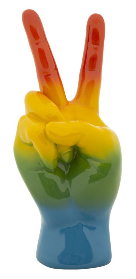 Szívárvány színes Béke kéz figura 16X13X36,5 cm Dekorációs figura Mauro Ferretti