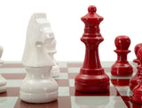 Classic Chess – piros-fehér sakk készlet üveg táblával 61X61X14 cm Dekorációs figura Mauro Ferretti