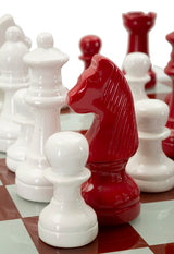 Classic Chess – piros-fehér sakk készlet üveg táblával 61X61X14 cm Dekorációs figura Mauro Ferretti