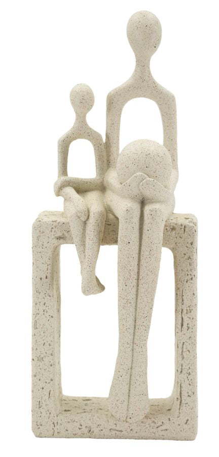 Harmony Family – modern családi szobor bézs színben 10X7,5X26 cm Dekorációs figura Mauro Ferretti
