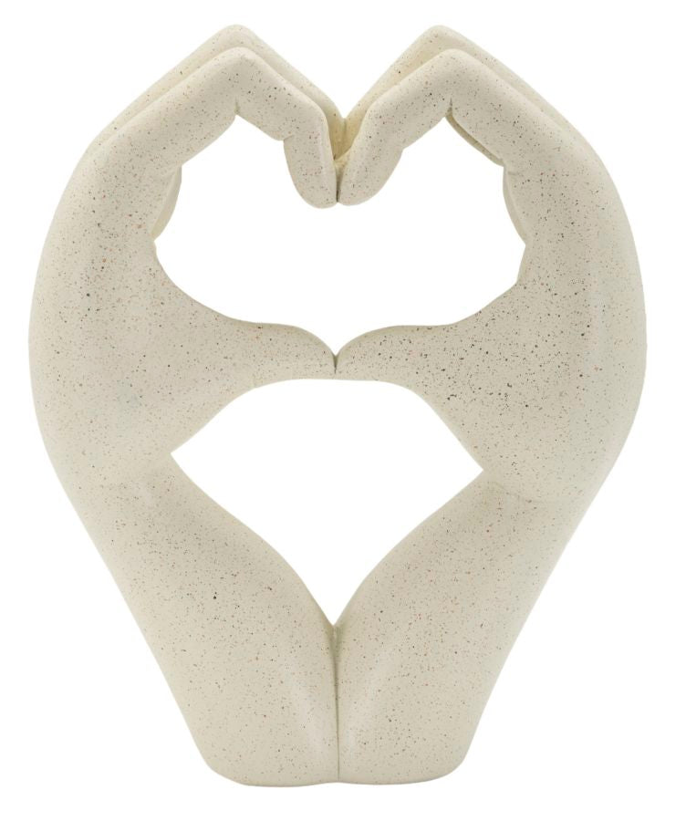 Amore – modern kéz szobor szív formával, bézs kőhatás 16,5X7X20 cm Dekorációs figura Mauro Ferretti