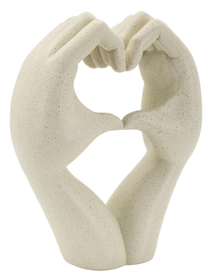 Amore – modern kéz szobor szív formával, bézs kőhatás 16,5X7X20 cm Dekorációs figura Mauro Ferretti