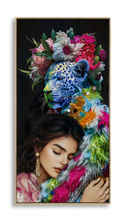 Moira modern vászonkép kerettel 52×102 cm színesleopárd