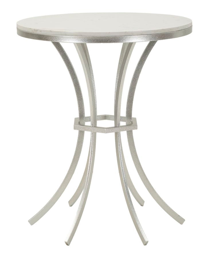 Celeste ezüst márvány lerakóasztal – modern fém asztal Ø56 cm Modern lerakóasztal Mauro Ferretti