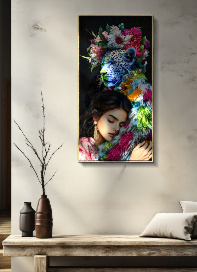 Moira modern vászonkép kerettel 52×102 cm színesleopárd