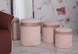 rózsaszín 3 db-os bársony puff készlet tárolóval– Rosa