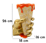 Golden Cone design váza – arany kéz fagyitölcsér narancs mázzal 18X16X26 cm Dekorációs figura Mauro Ferretti