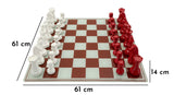 Classic Chess – piros-fehér sakk készlet üveg táblával 61X61X14 cm Dekorációs figura Mauro Ferretti