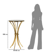Alessia modern arany fém bárasztal fekete üveg lappal Ø60x108 cm Asztal Mauro Ferretti