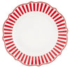 Karácsonyi porcelán lapostányér - 27,5 cm - piros fehér csíkos Royal Christmas