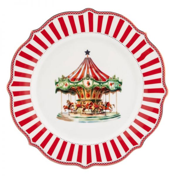 Karácsonyi porcelán desszertes tányér - 20 cm - körhintás Royal Christmas