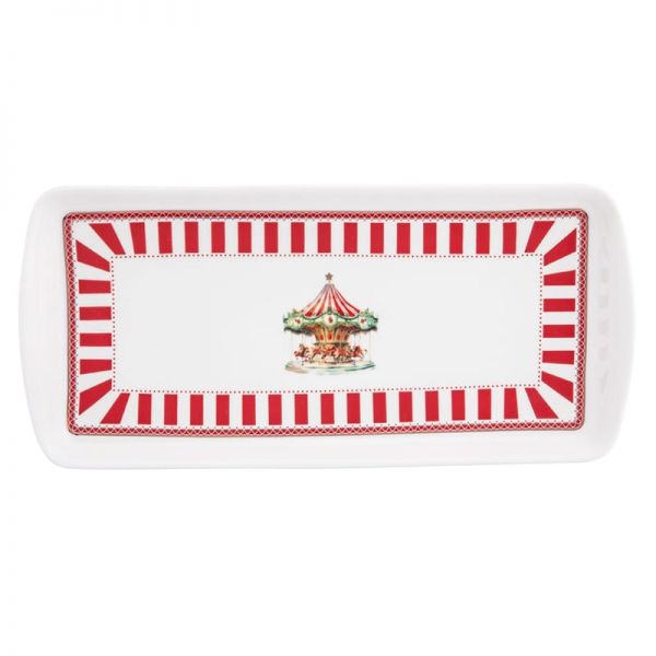 Karácsonyi porcelán kínáló tálca - 27x12,5 cm - körhintás Royal Christmas