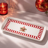 Karácsonyi porcelán kínáló tálca - 27x12,5 cm - körhintás Royal Christmas