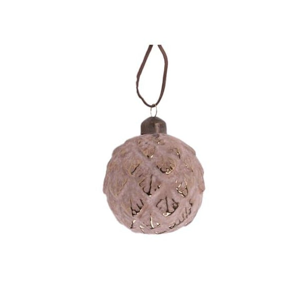 Üveg karácsonyfadísz - gömbdísz 8 cm - antik krém