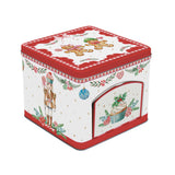 Karácsonyi kihajtható ablakos fém tároló doboz Sweet Christmas 14x14x12 cm