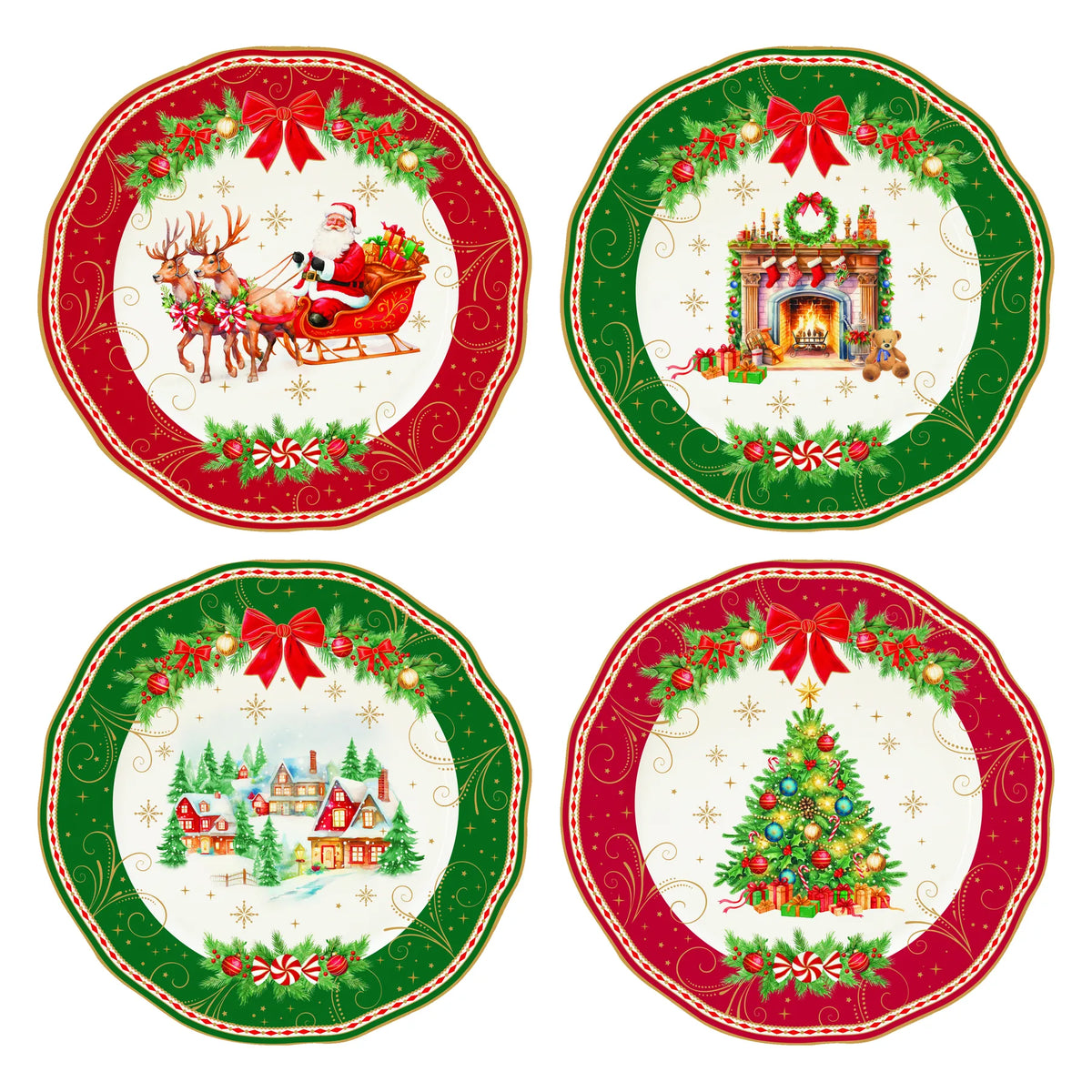 Karácsonyi porcelán desszertes tányér 20 cm 4 db szett díszdobozban Christmas Heritage