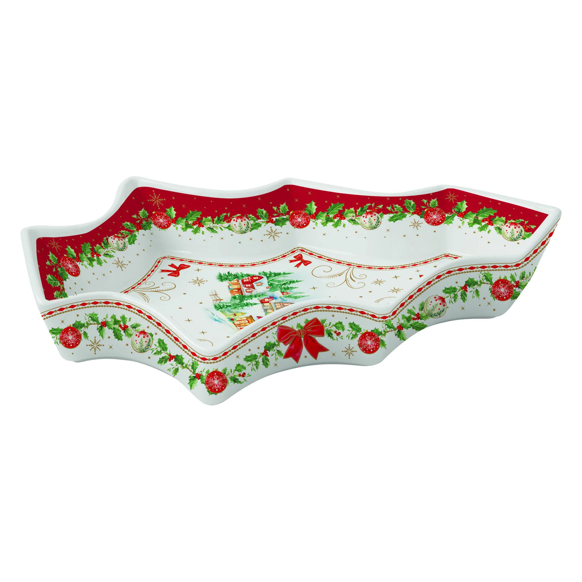 Karácsonyi porcelán fenyő alakú tál díszdobozban Christmas Heritage