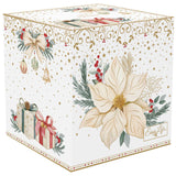 Karácsonyi porcelán bögre díszdobozban fehér arany mikulásvirág White Elegance