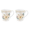 Karácsonyi porcelán bögre 2 személyes szett díszdobozban fehér arany mikulásvirág White Elegance