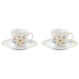 Karácsonyi porcelán eszpresszó csésze szett 2 személyes szett díszdobozban fehér arany mikulásvirág White Elegance