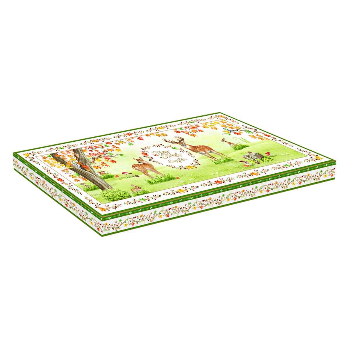 Őszi erdei mintás porcelán kínáló tálca 35x15 cm Fairy Forest