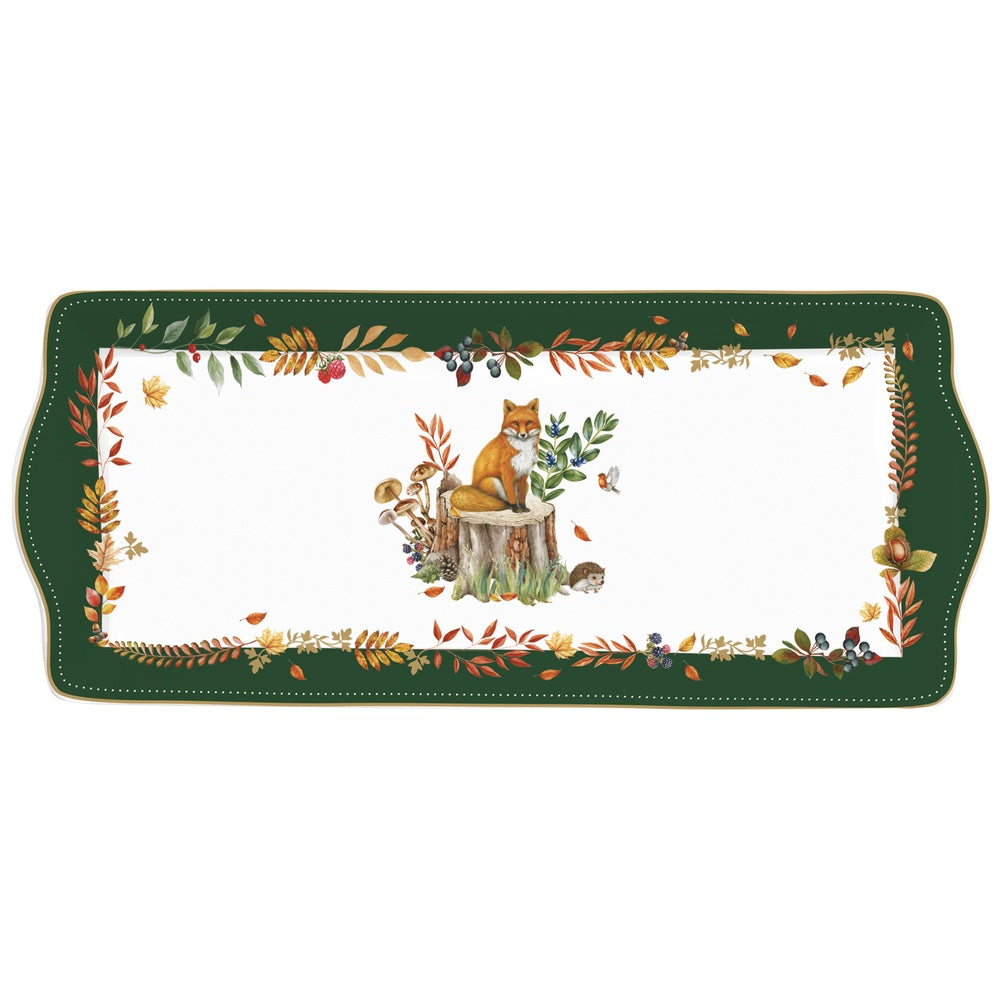 Forest Dream őszi porcelán kínáló tálca 35x15 cm dobozban Easy Life