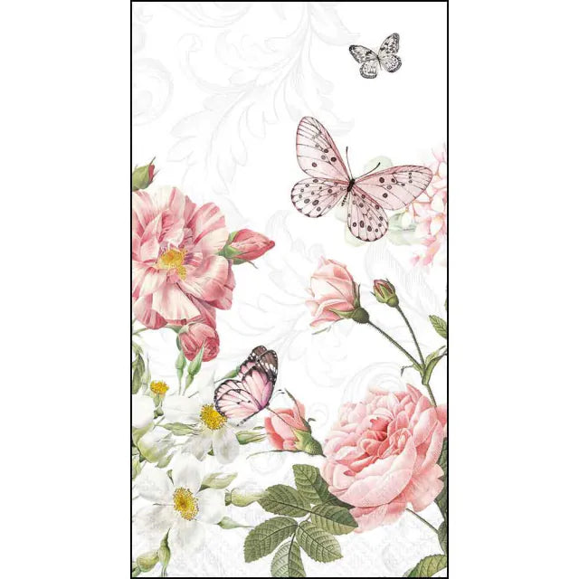 papírszalvéta 33x40 cm 15 db-os háromrétegű virágos-pillangós mintával Amelia White