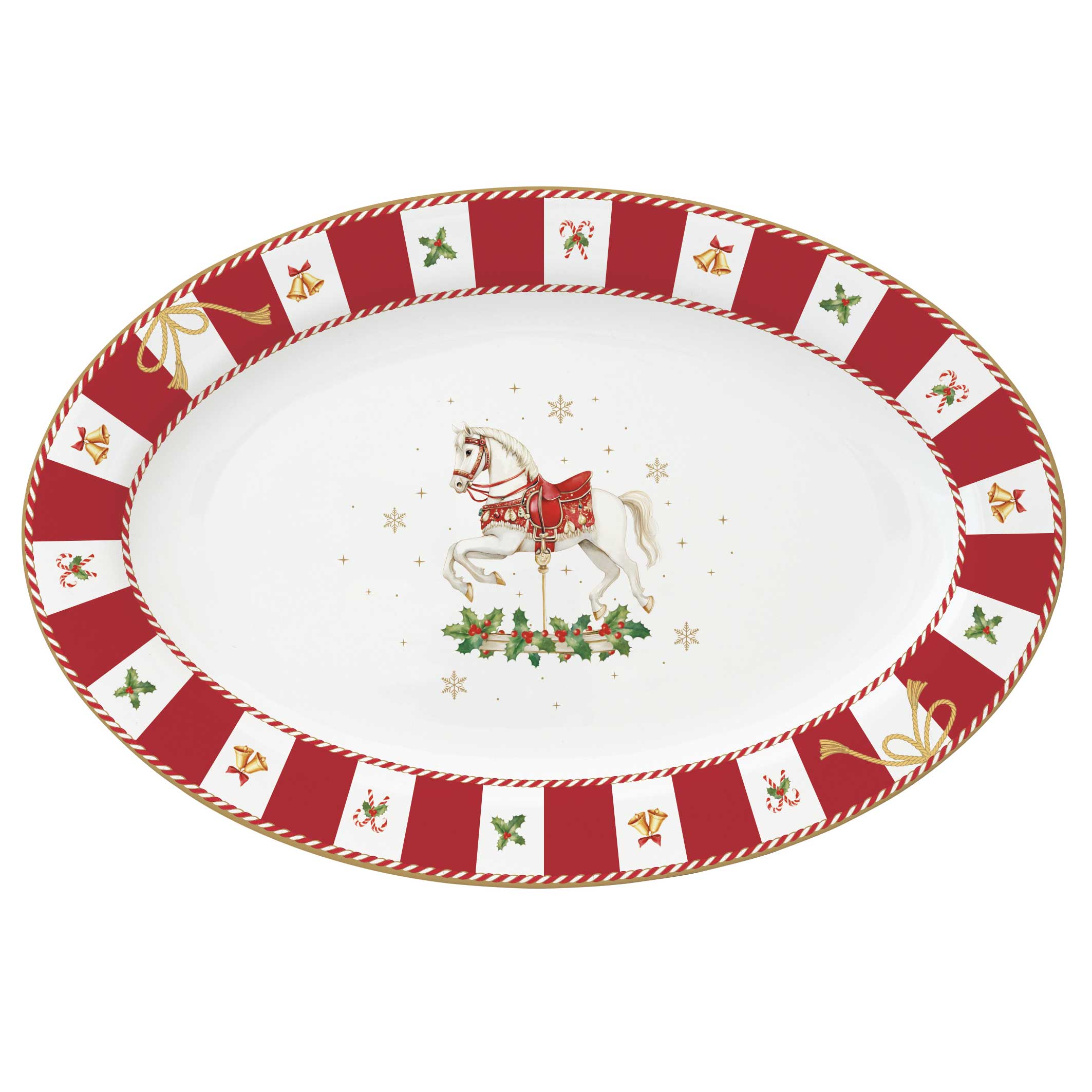 Karácsonyi porcelán ovális kínáló tál díszdobozban Christmas Tale 35x23,5 cm
