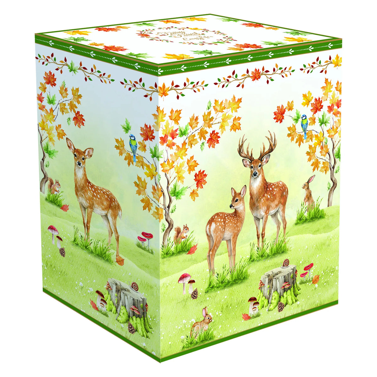 Őszi erdei mintás porcelán egyszemélyes teáskészlet díszdobozban